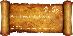 Vavrinecz Szabolcs névjegykártya